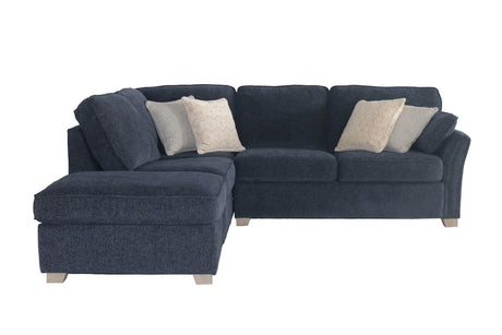 Navy Blue Fabric Large Corner Group Sofa with Cushions