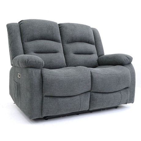 Graphite Leather Effect 2 Seater Electric Recliner with USB