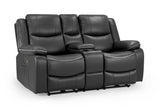 Black Leather 2 Seater High Back Electric Recliner Sofa