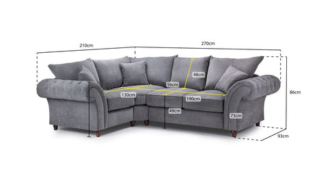 Stone Fabric Left Hand Facing Fullback Corner Sofa