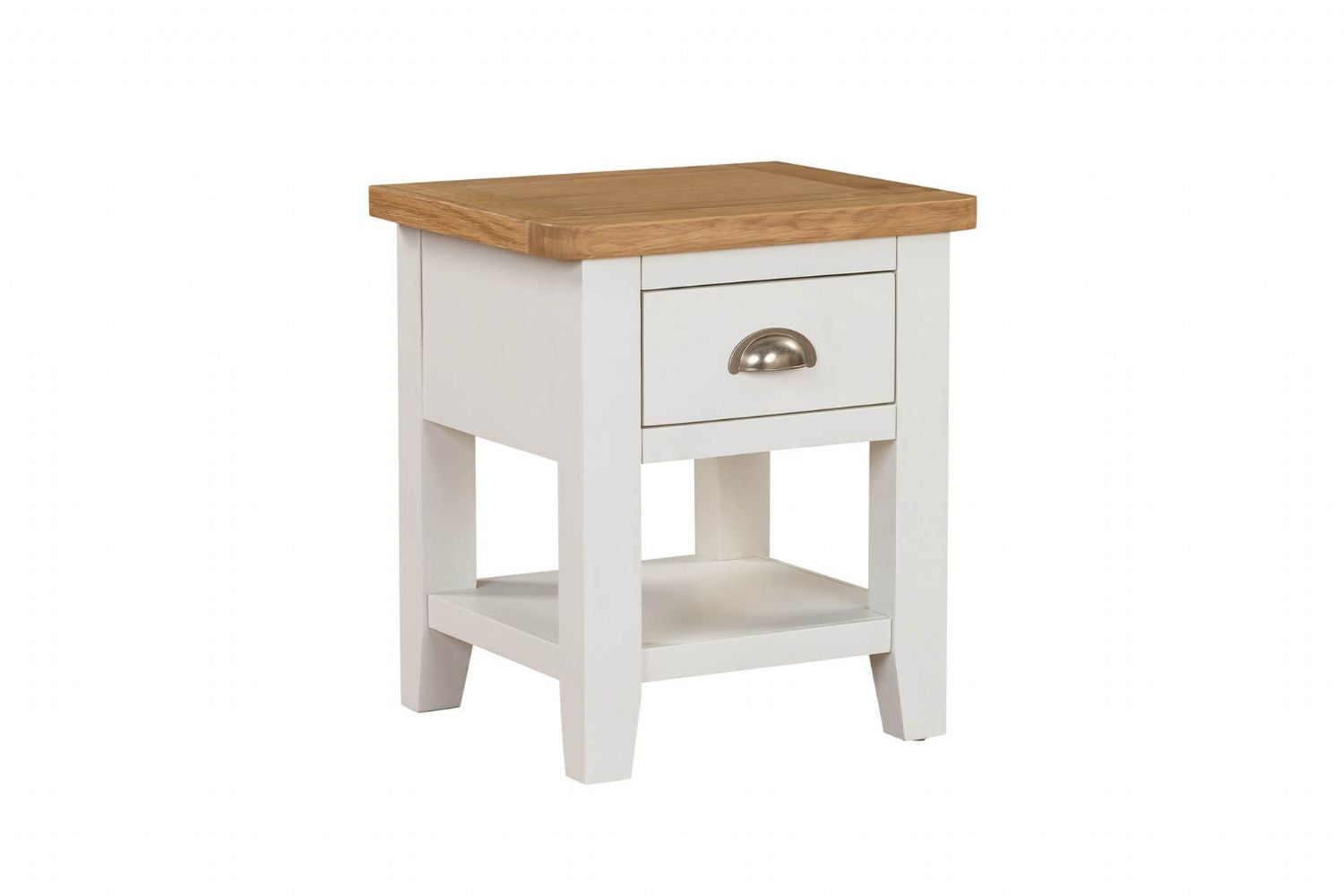 Cashmere Wooden 1 Drawer Lamp Table with Oak Top