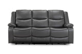 Grey Leather High Back 3 Seater Electric Recliner Sofa