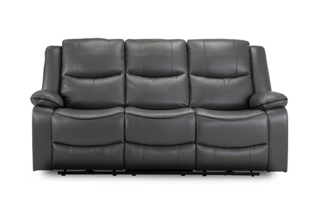 Grey Leather High Back 3 Seater Electric Recliner Sofa