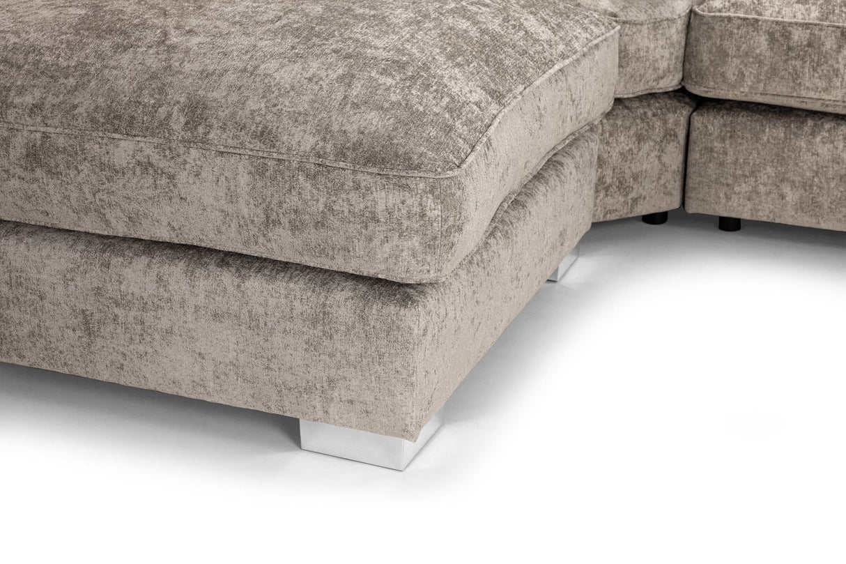 Truffle Fabric Large U Shaped Fullback Corner Sofa