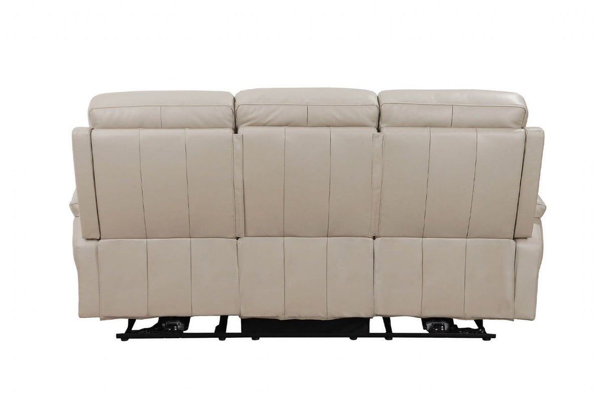 Cashmere Cream Leather 3 Seater Electric Recliner Sofa
