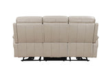 Cashmere Cream Leather 3 Seater Electric Recliner Sofa