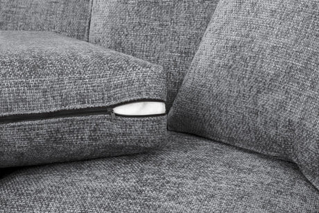 Slate Grey Woven Fabric Armchair Wooden Feet