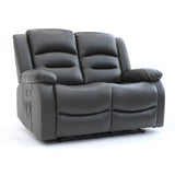 Grey Leather Effect 2 Seater Electric Recliner Sofa
