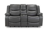 Grey Leather 2 Seater High Back Electric Recliner Sofa