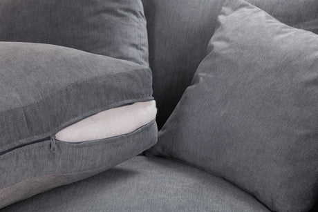 Grey Fabric 2 Seater Fullback Sofa with Tufted Arms
