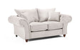 Stone Fabric Buttoned Fullback 2 Seater Sofa Scroll Arms