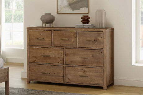 Rustic Wooden 3 Over 4 Drawer Dressing Chest
