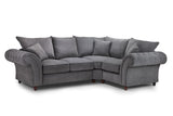 Grey Fabric Corner Fullback Sofa with Scroll Arms RHF