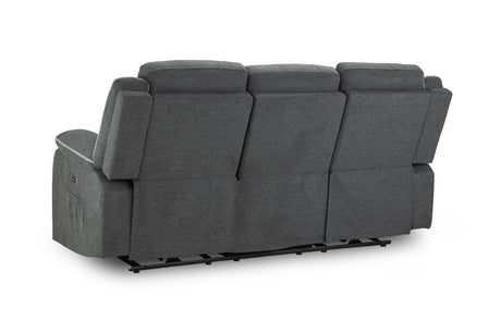 Grey Fabric 3 Seater High Back Electric Recliner Sofa