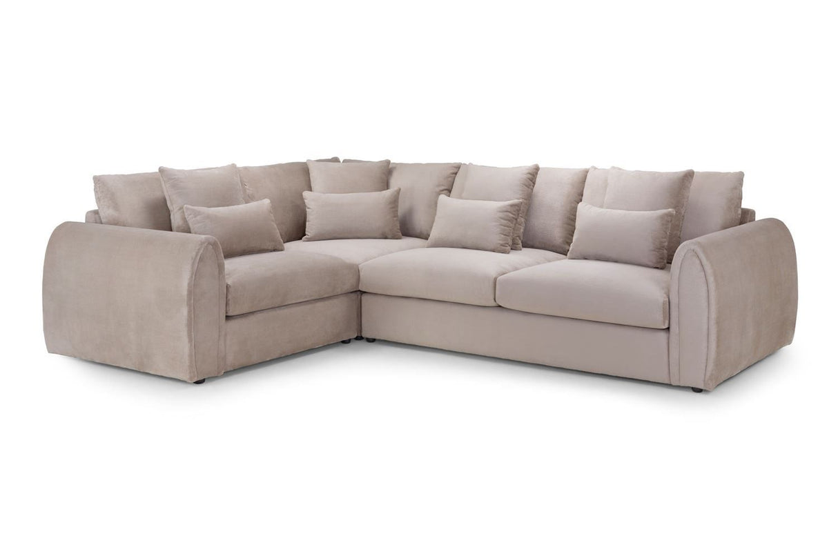 Mocha Velvet Large Corner Sofa Left Hand Facing