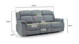 Grey Fabric 3 Seater Electric Recliner Sofa Pillow Top Arms