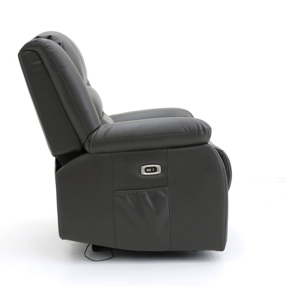Grey Leather Effect Electric Recliner Armchair