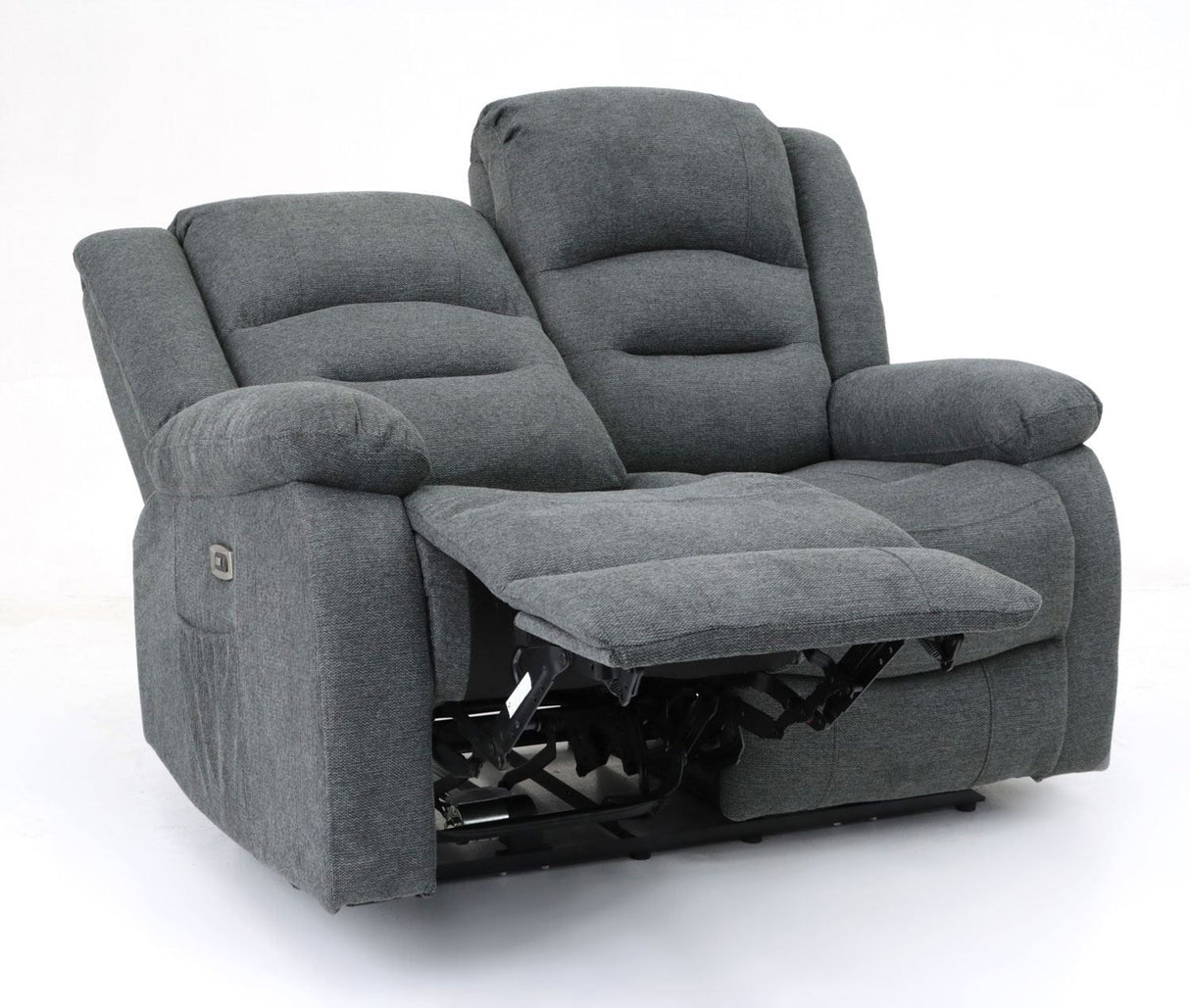 Graphite Leather Effect 2 Seater Electric Recliner with USB
