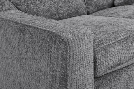 Slate Grey Woven Fabric Armchair Wooden Feet