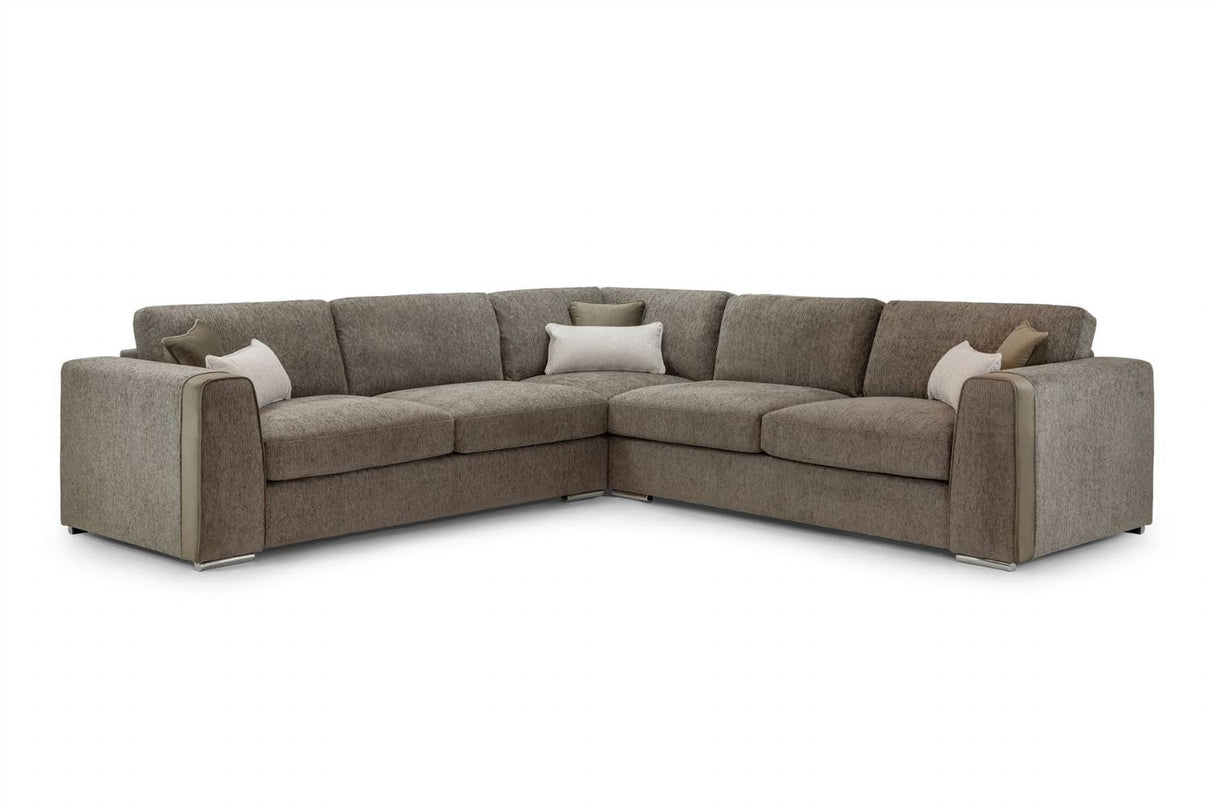 Mocha Fabric Upholstered Large Corner Group Sofa