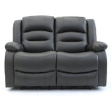 Grey Leather Effect 2 Seater Electric Recliner Sofa