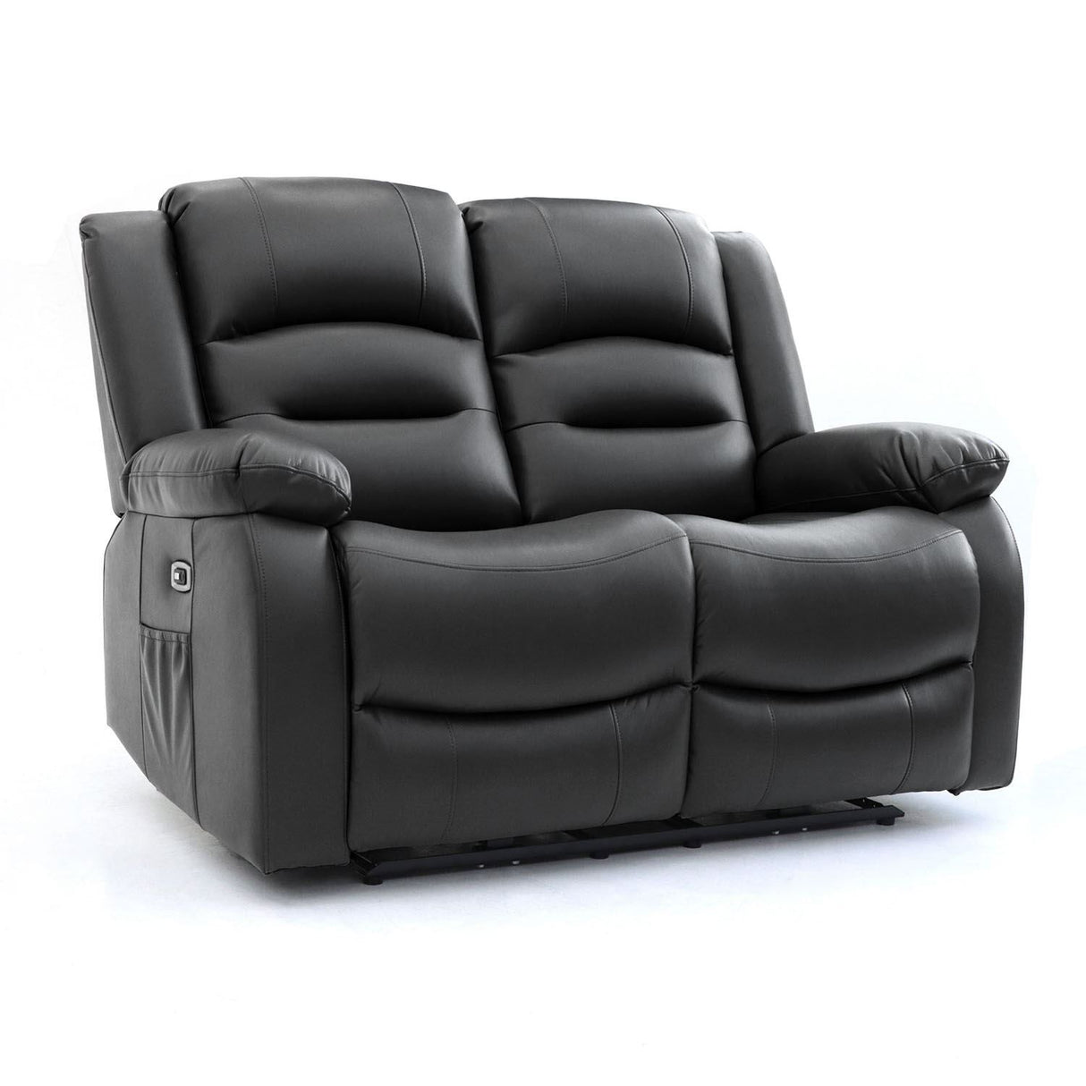 Black Leather Effect 2 Seater Electric Recliner Sofa