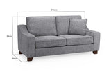 Grey Fabric Standard Back 3 Seater Sofa