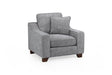 Slate Grey Woven Fabric Armchair Wooden Feet