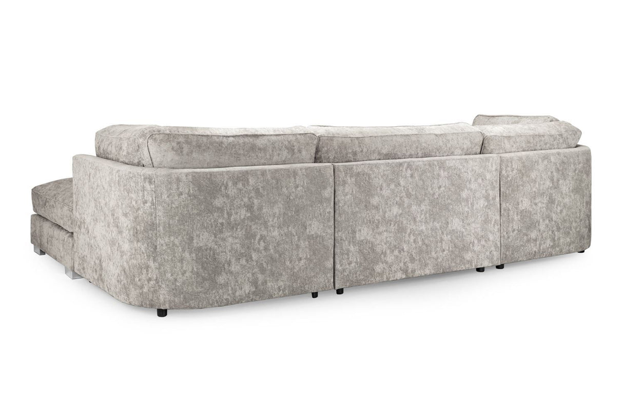 Truffle Fabric Large U Shaped Fullback Corner Sofa