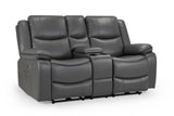 Grey Leather 2 Seater High Back Electric Recliner Sofa