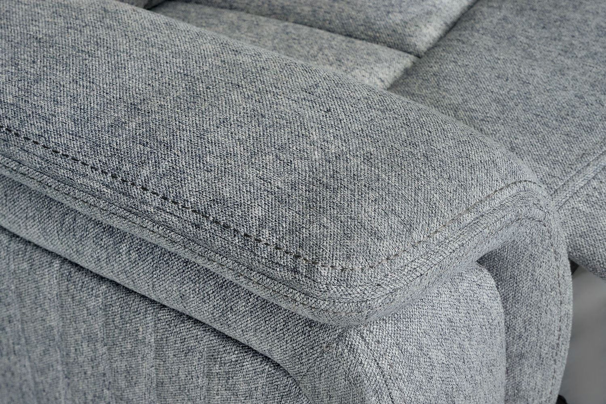 Grey Fabric Electric Recliner Armchair Pillow Top Arms