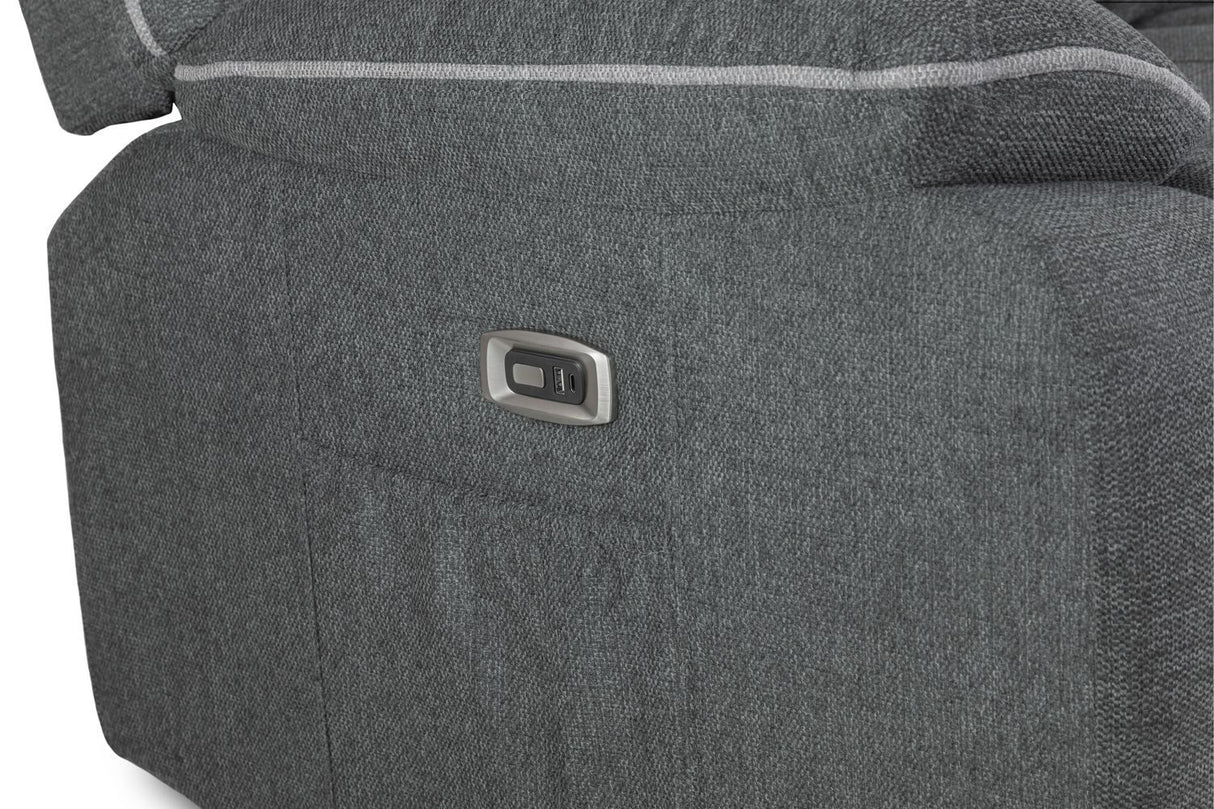 Grey Fabric 3 Seater High Back Electric Recliner Sofa