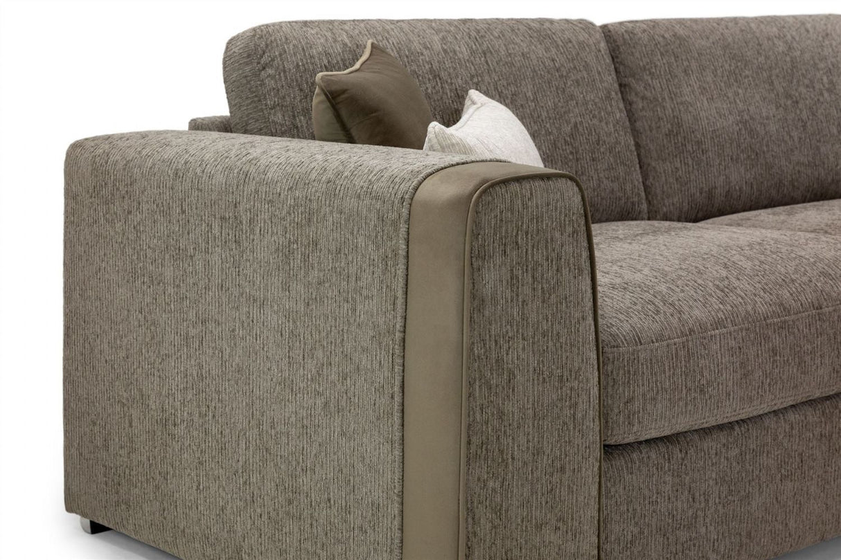 Mocha Chenille Fabric Standard Back 3 Seater Sofa