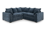 Blue Fabric Pillow Back Large Corner Sofa Group