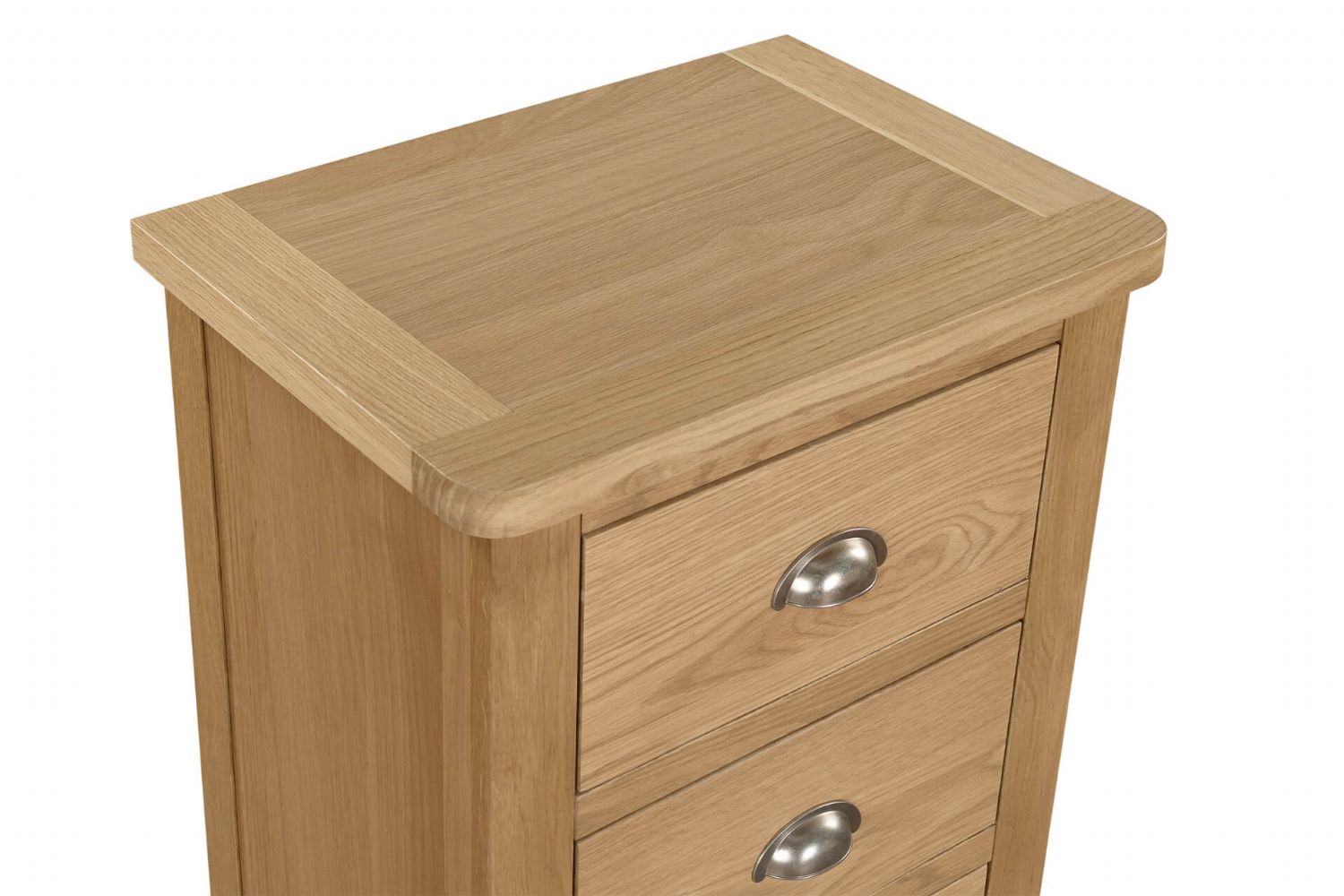 Natural Oak Narrow Chest of 5 Drawers Tallboy