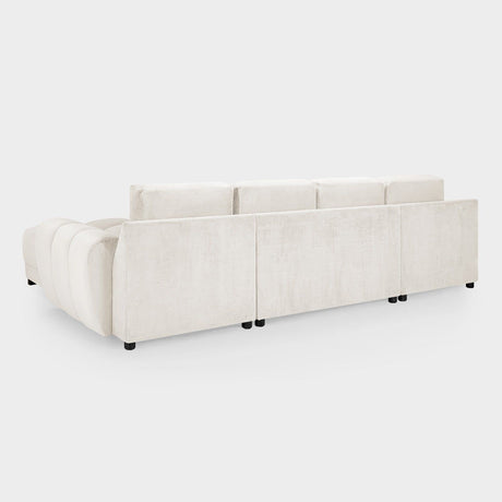Cream Chenille Fabric Upholstered U Shape Corner Sofa