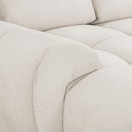 Cream Chenille Fabric Upholstered U Shape Corner Sofa