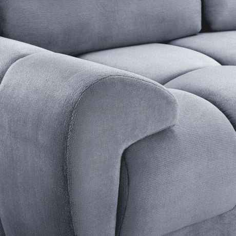Grey Chenille Fabric Upholsterted U Shape Corner Sofa