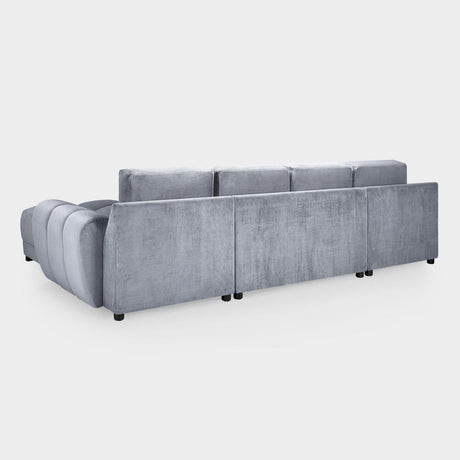 Grey Chenille Fabric Upholsterted U Shape Corner Sofa