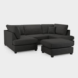 Black Fabric Upholstered U Shape Corner Sofa