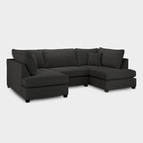 Black Fabric Upholstered U Shape Corner Sofa