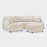 Beige Boucle Fabric Upholstered U Shaped Corner Sofa