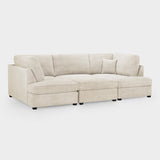 Beige Boucle Fabric Upholstered U Shaped Corner Sofa