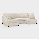 Beige Boucle Fabric Upholstered U Shaped Corner Sofa