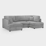 Grey Boucle Fabric U Shape Corner Sofa