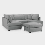 Grey Fabric Upholstery U Shape Corner Sofa Black Feet