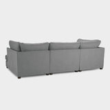 Grey Fabric Upholstery U Shape Corner Sofa Black Feet
