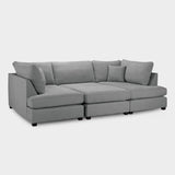 Grey Fabric Upholstery U Shape Corner Sofa Black Feet