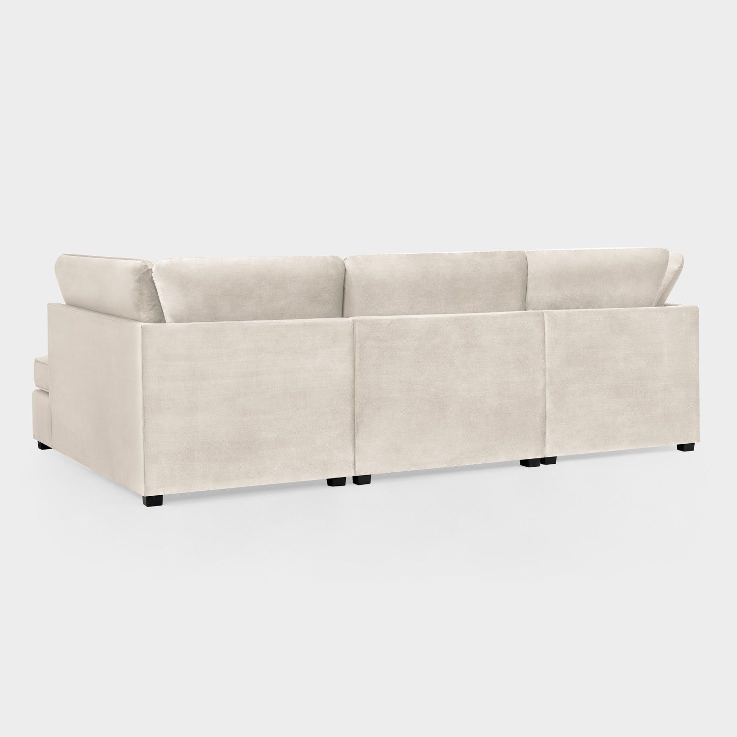 Beige Fabric U Shaped Corner Sofa Wooden Feet