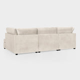 Beige Fabric U Shaped Corner Sofa Wooden Feet